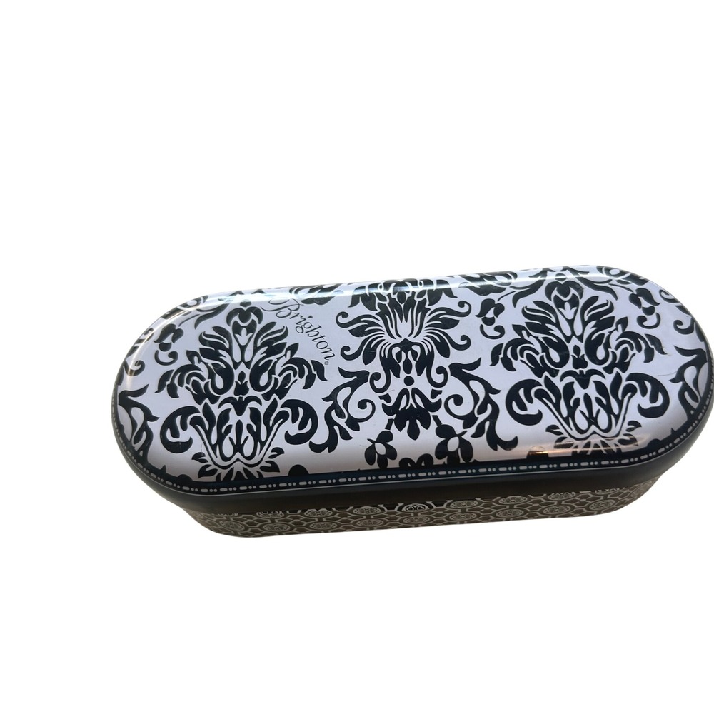 Brighton Sunglasses Case Black White Floral Pattern‎ Hard Clam Shell